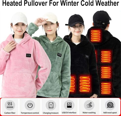 Heated Hoodies for Women, Pullover Hoodie - 9 Heating Zones, Heated Sweatshirt Winter Heated Coat for Cold Weather in Saudi Arabia