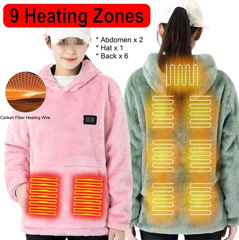 Heated Hoodies for Women, Pullover Hoodie - 9 Heating Zones, Heated Sweatshirt Winter Heated Coat for Cold Weather in Saudi Arabia