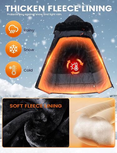 Arssm Womens Winter Puffer Coat Thicken Fleece Lined Long Parka Jacket Warm Hooded Waterproof Outerwear in Saudi Arabia