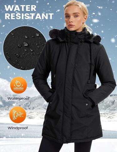 Arssm Womens Winter Puffer Coat Thicken Fleece Lined Long Parka Jacket Warm Hooded Waterproof Outerwear in Saudi Arabia