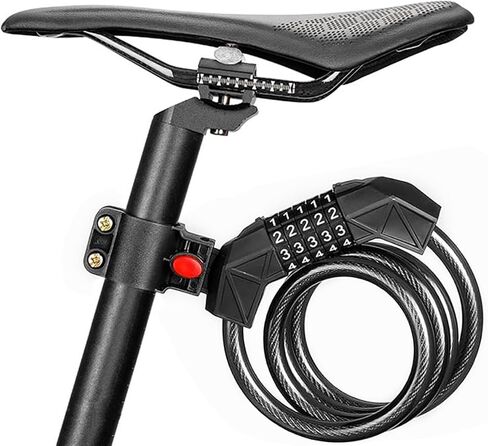 Bike Locks Cable, High Security 5 Digit Resettable Combination Coiling Bicycle Lock, Heavy Duty Anti Theft Cable Locks in Saudi Arabia
