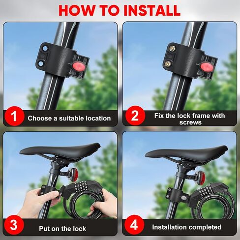 Bike Locks Cable, High Security 5 Digit Resettable Combination Coiling Bicycle Lock, Heavy Duty Anti Theft Cable Locks in Saudi Arabia