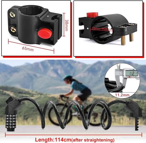 Bike Locks Cable, High Security 5 Digit Resettable Combination Coiling Bicycle Lock, Heavy Duty Anti Theft Cable Locks in Saudi Arabia