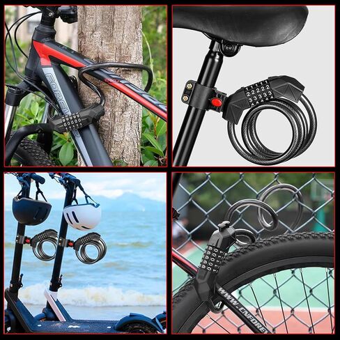 Bike Locks Cable, High Security 5 Digit Resettable Combination Coiling Bicycle Lock, Heavy Duty Anti Theft Cable Locks in Saudi Arabia