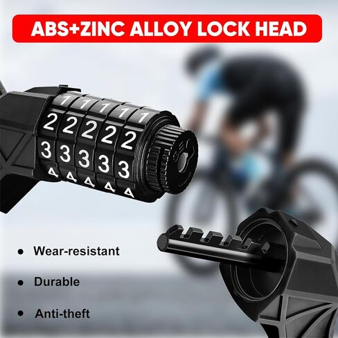 Bike Locks Cable, High Security 5 Digit Resettable Combination Coiling Bicycle Lock, Heavy Duty Anti Theft Cable Locks in Saudi Arabia