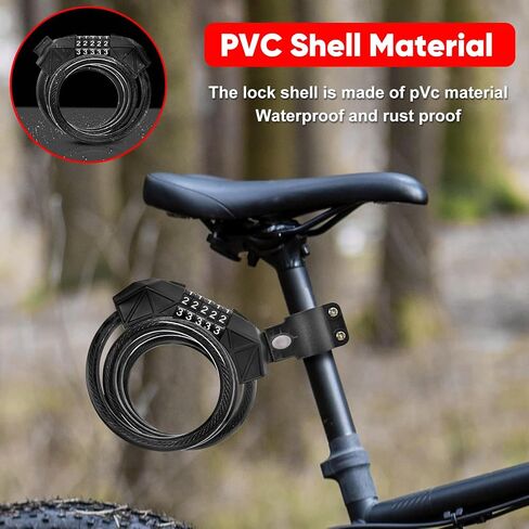 Bike Locks Cable, High Security 5 Digit Resettable Combination Coiling Bicycle Lock, Heavy Duty Anti Theft Cable Locks in Saudi Arabia