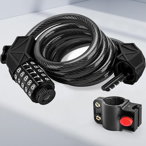 Bike Locks Cable, High Security 5 Digit Resettable Combination Coiling Bicycle Lock, Heavy Duty Anti Theft Cable Locks in Saudi Arabia