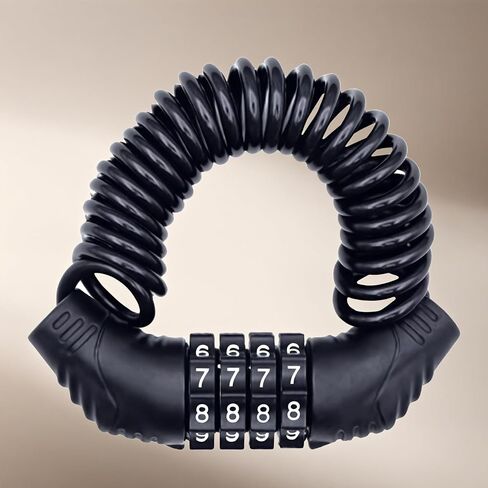 قفل كابل الدراجة، قفل سفر 4.9 قدم، قفل دراجة صغير محمول مضاد للسرقة، أمان 4 أرقام قابل للسحب، كابل قفل خوذة لعربات الأطفال وحقائب السفر (جديد 4 أرقام 4.9 قدم، حزمة واحدة) in Kuwait