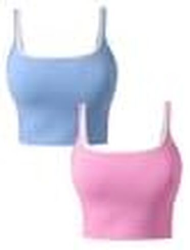 Women’s 2-Pack Square Neck Tank Tops Sleeveless Ribbed Fitted Casual Crop Tank Top for Gym Yoga Fitness in Saudi Arabia