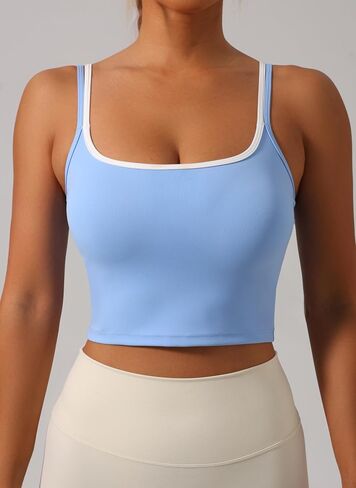Women’s 2-Pack Square Neck Tank Tops Sleeveless Ribbed Fitted Casual Crop Tank Top for Gym Yoga Fitness in Saudi Arabia