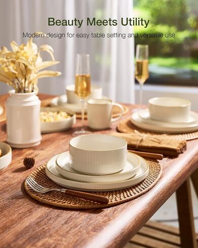 Famiware Star Stoneware Dinnerware Set, Reactive Glaze Plates & Bowls for 4 in Saudi Arabia