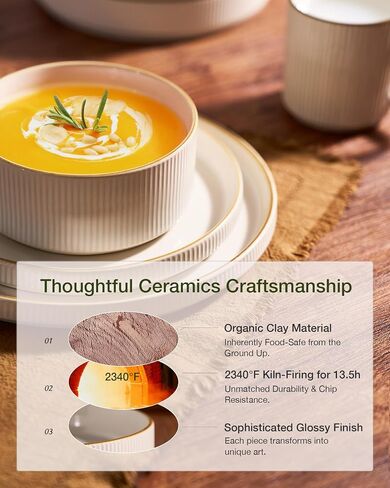 Famiware Star Stoneware Dinnerware Set, Reactive Glaze Plates & Bowls for 4 in Saudi Arabia