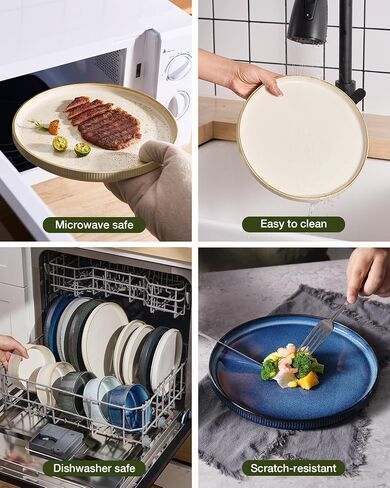 Famiware Star Stoneware Dinnerware Set, Reactive Glaze Plates & Bowls for 4 in Saudi Arabia