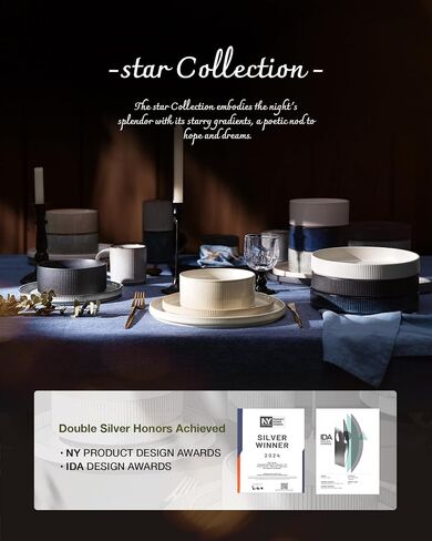 Famiware Star Stoneware Dinnerware Set, Reactive Glaze Plates & Bowls for 4 in Saudi Arabia