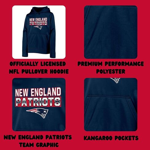 Outerstuff NFL Kids Youth 4-20 Official Team Color Borderline Performance Primary Logo Long Sleeve Pullover Hoodie in Saudi Arabia