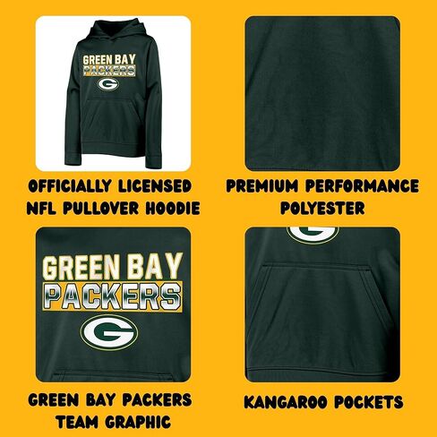 Outerstuff NFL Kids Youth 4-20 Official Team Color Borderline Performance Primary Logo Long Sleeve Pullover Hoodie in Saudi Arabia