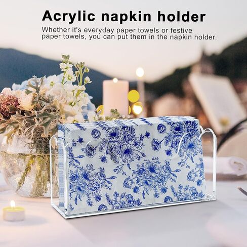 Acrylic Guest Towel Holder for Bathroom, Clear Waterproof Splashing Vertical Napkin Holder, Coaktial Paper for Decor Hotel, Restaurant, Bar, Party (Transparent, Napkin holder - Model B) in Saudi Arabia