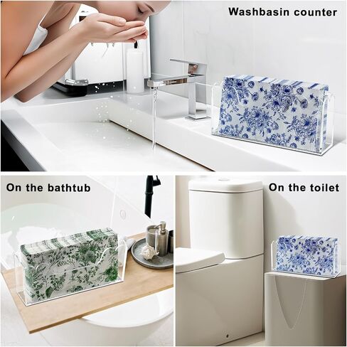 Acrylic Guest Towel Holder for Bathroom, Clear Waterproof Splashing Vertical Napkin Holder, Coaktial Paper for Decor Hotel, Restaurant, Bar, Party (Transparent, Napkin holder - Model B) in Saudi Arabia