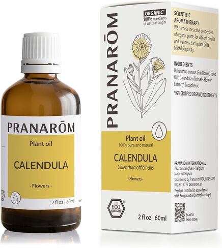 Pranarom - USDA Certified Organic French Calendula Virgin Plant Oil - 2 fl oz Glass Bottle - Gentle Soothing Oil for Sensitive Skin, Moisturizer in Saudi Arabia