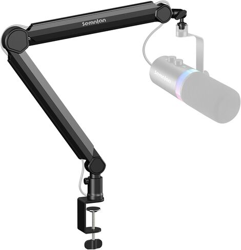LM08 Mic Arm Stand, 360° Microphone Stand with Cable Management Channels, Desk Clamp, Thread Adapter, Fully Adjustable Built Podcast Mic Boom Arm for Streaming Gaming Recording Black in Saudi Arabia