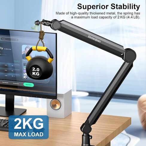 LM08 Mic Arm Stand, 360° Microphone Stand with Cable Management Channels, Desk Clamp, Thread Adapter, Fully Adjustable Built Podcast Mic Boom Arm for Streaming Gaming Recording Black in Saudi Arabia