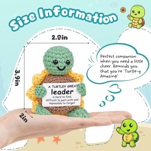صديق الصداقة هدايا للنساء الرجال - 1pc إيجابية الكروشيه المصنوعة يدويًا ديكور سلحفاة عباد الشمس - هدايا عيد ميلاد للنساء الصداقة ، السلحفاة الحاضرة لأفضل صديق BFF - 2.8x2x3.9 بوصة in Kuwait
