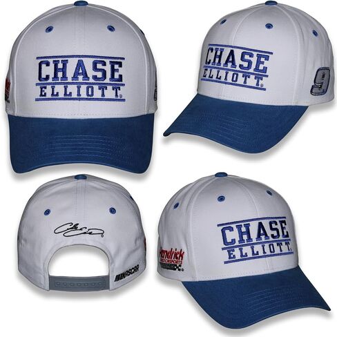 Checkered Flag Sports Chase Elliott #9 NASCAR 2025 Adult Throwback Cotton Twill Snapback White Hat in Saudi Arabia
