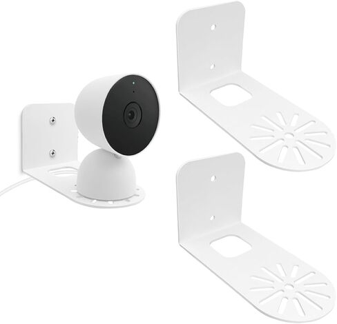3 Pack Small Adhesive Metal Google Nest Camera Mount fits for Google Nest Indoor 2nd Generation Wired Security Cam, Adjustable Wall Mount Camera Bracket for Optimal Viewing Angles, White in Kuwait