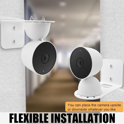 3 Pack Small Adhesive Metal Google Nest Camera Mount fits for Google Nest Indoor 2nd Generation Wired Security Cam, Adjustable Wall Mount Camera Bracket for Optimal Viewing Angles, White in Kuwait