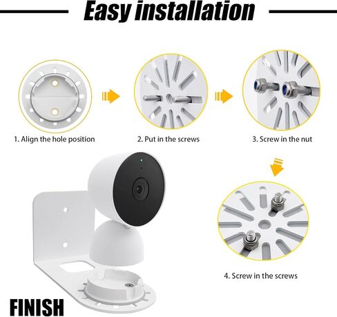 3 Pack Small Adhesive Metal Google Nest Camera Mount fits for Google Nest Indoor 2nd Generation Wired Security Cam, Adjustable Wall Mount Camera Bracket for Optimal Viewing Angles, White in Kuwait