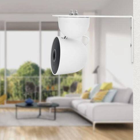 3 Pack Small Adhesive Metal Google Nest Camera Mount fits for Google Nest Indoor 2nd Generation Wired Security Cam, Adjustable Wall Mount Camera Bracket for Optimal Viewing Angles, White in Kuwait