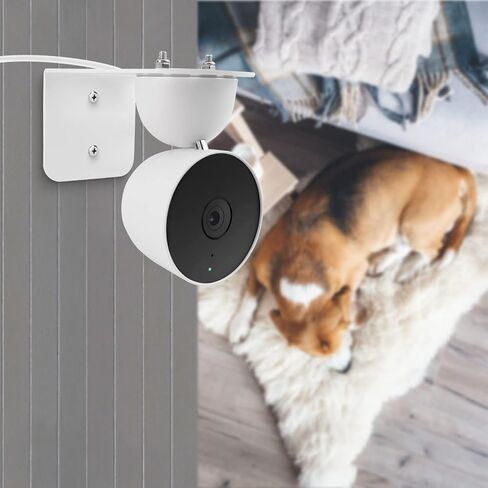 3 Pack Small Adhesive Metal Google Nest Camera Mount fits for Google Nest Indoor 2nd Generation Wired Security Cam, Adjustable Wall Mount Camera Bracket for Optimal Viewing Angles, White in Kuwait