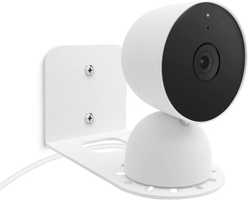 3 Pack Small Adhesive Metal Google Nest Camera Mount fits for Google Nest Indoor 2nd Generation Wired Security Cam, Adjustable Wall Mount Camera Bracket for Optimal Viewing Angles, White in Kuwait