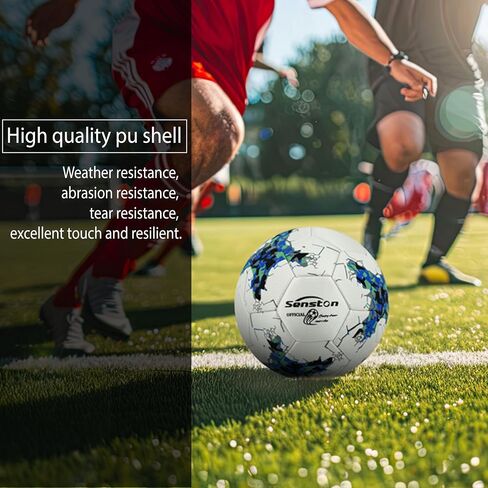 Senston 12-Panel Soccer Ball Size 5 - Embossed PU Leather Cover, Butyl Bladder & Wound Thread for Superior Grip, Control & Air Retention - Match/Training Soccer Ball in Saudi Arabia