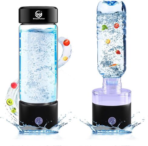 Hydrogen Water Bottle Generator, Up to 4600+PPB, 15OZ Upgrade Hydrogen Water Bottle - SPE PEM Tech, Rechargeable Hydrogen Rich Water Glass Bottle, Portable Hydration & Healthy Gift in Saudi Arabia