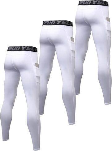 Men's Compression Pants with Pocket Running Leggings Sports Tights Cool Dry Workout Athletic Base Layer Underwear in Saudi Arabia