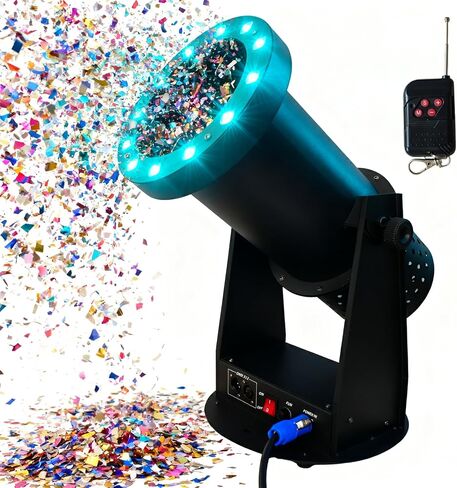 Professional Electric Confetti Machine with LED Lights, 1500W DMX Control Digital Confetti Cannon wth Remote Control for Weddings, DJ Party, Stage Shows, Concert Event Show Christmas, Powerful Output in Saudi Arabia