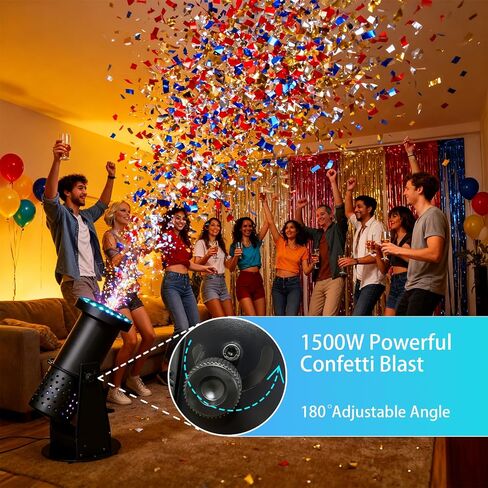 Professional Electric Confetti Machine with LED Lights, 1500W DMX Control Digital Confetti Cannon wth Remote Control for Weddings, DJ Party, Stage Shows, Concert Event Show Christmas, Powerful Output in Saudi Arabia