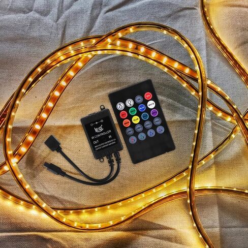 Uonlytech RGB Led وحدة تحكم بالموسيقى مع جهاز تحكم عن بعد بالأشعة تحت الحمراء 20 مفتاحًا مستشعر صوت لأضواء شريط Led شريط مرن للتحكم في الإضاءة in Kuwait