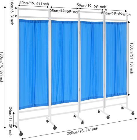 Rolling Medical Privacy Screen, 6 ft Tall Room Divider, 5-Panels Temporary Partition Wall Panels for Beauty Salon, Hospital, Clinic, Massage Room (Pink) in Saudi Arabia