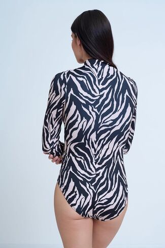 Gottex Women’s Modest Rash Guard One Piece Swimsuit with Soft Cups Front Zipper and 3/4 Sleeves Swim Wear Must Have in Saudi Arabia