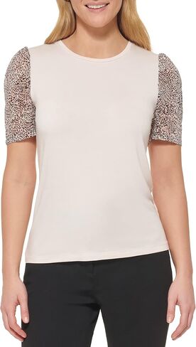 DKNY Womens Printed Mixed Media Puff S/S in Saudi Arabia