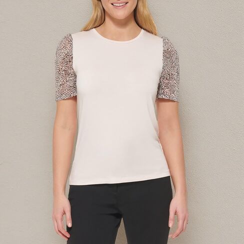 DKNY Womens Printed Mixed Media Puff S/S in Saudi Arabia