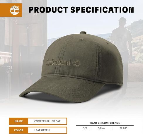 Timberland Cooper Hill Men's Baseball Cap - Cotton Canvas, Adjustable, Lightweight & Stylish Hat for Outdoor Activities in Saudi Arabia
