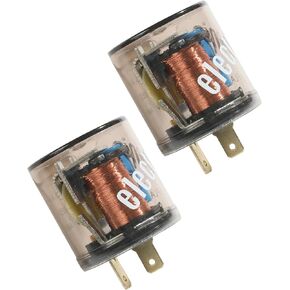 RACOONA 2PCS LED Flasher Relay، 12V Car Relay، Turn Signal Relay، ملحقات السيارة 2-Pin Electric Flasher Relay، متوافق مع السيارات دراجة نارية سكوتر لإصلاح مصابيح إشارة الانعطاف سريع فرط فلاش