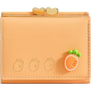 EIOYUMY Wallets for Women Ladies,Cartoon Buckle Small Wallets Woman,RFID Blocking Purse,Cute Zero Wallet,Compact Multi Slots Beauty Wallet (Yellow)