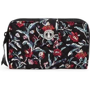 Vera Bradley Women's Cotton Turnlock Wallet With Rfid Protection, Perennials Noir, One Size