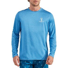 CARIBBEAN JOE Men's Standard Rash Guard, Tiki Faced Long Sleeve Sun Protection Swim, Beach and Fishing T-Shirt Top