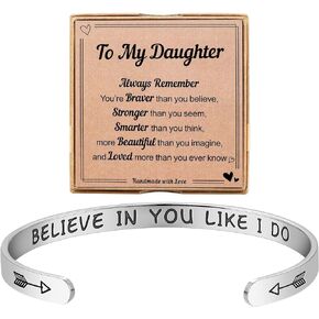 Kvekstio Movitational Quotes Believe in You Like I Do Cuff Bracelet Gifts for Teenage Girls Women Best Friend Sister Daughter