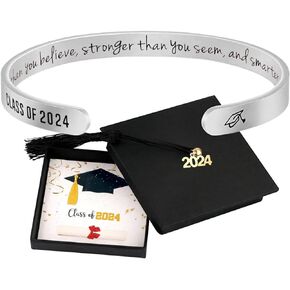 JoycuFF Women Bangle Bracelet Cuffs Open White Inspirational Girls Jewelry Engraved Encourage Mantra